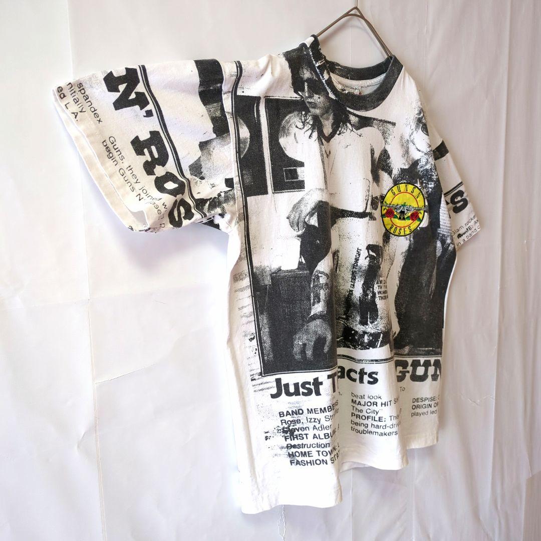 90s 古着 ガンズアンドローゼス 半袖 Tシャツ 総柄 プリント 両面刺繍