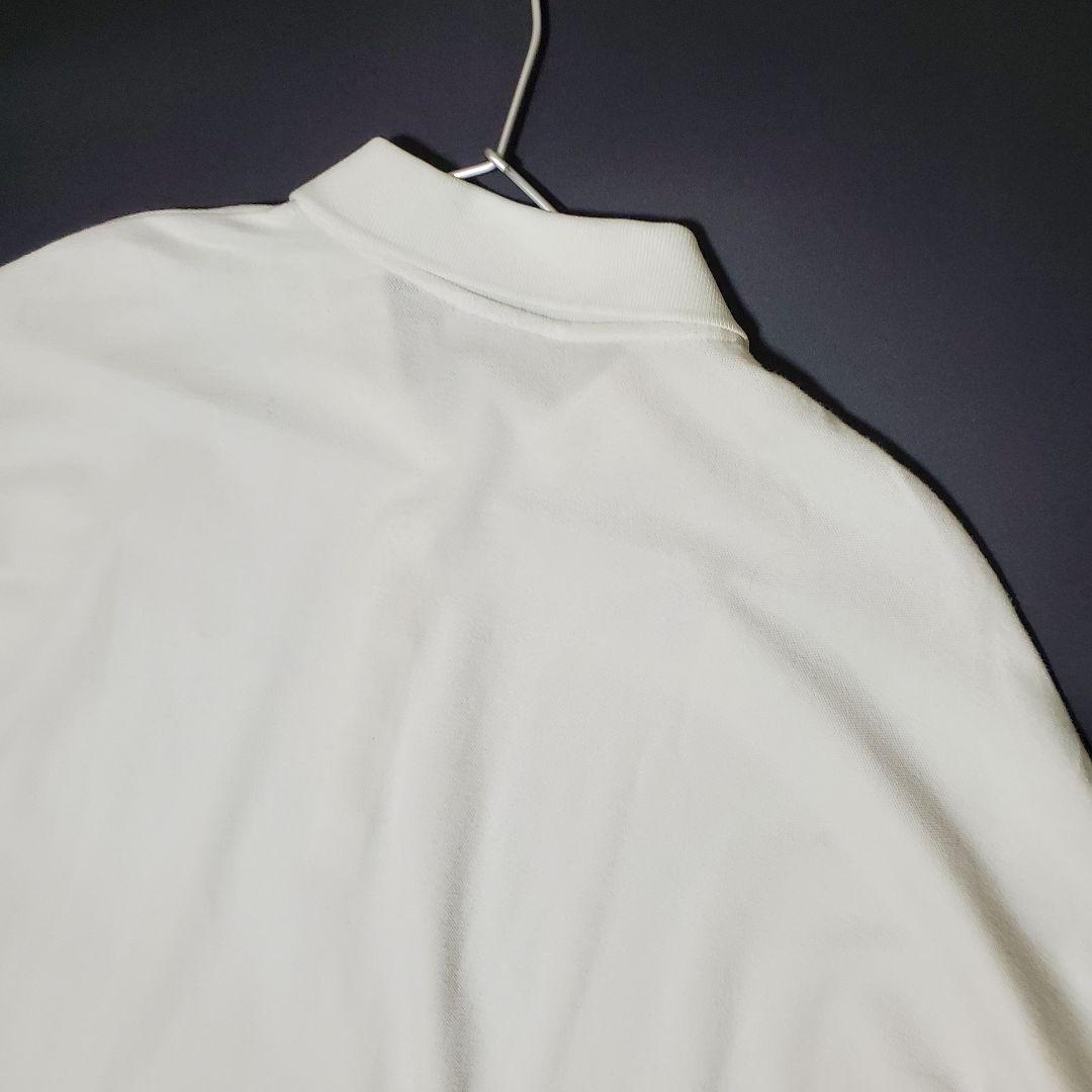 美品 レア LACOSTE ポロシャツ デカワニ ホワイト 貝ボタン M