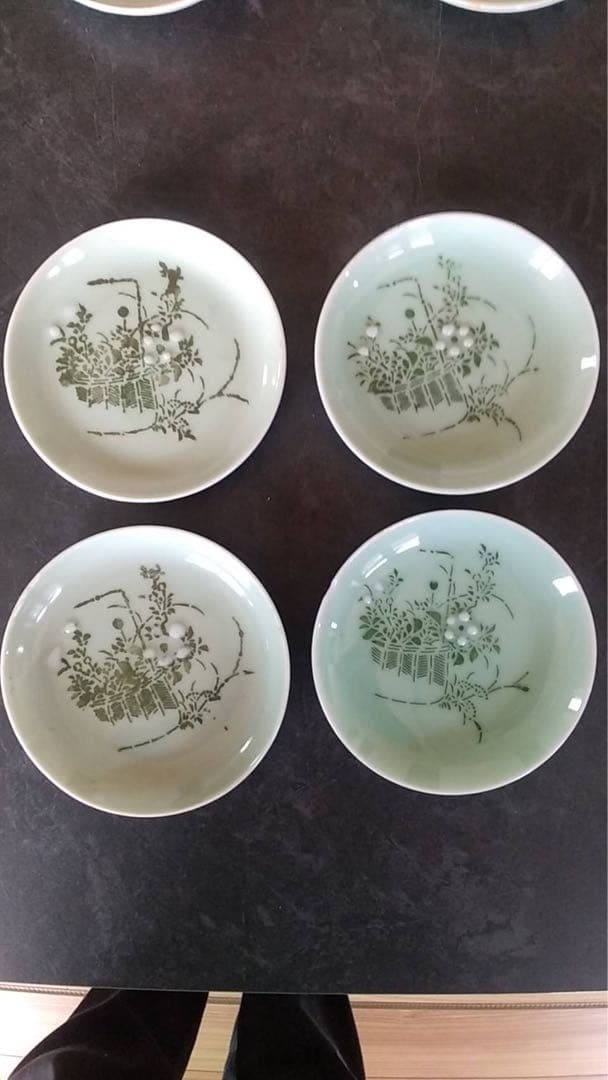青磁　小皿　豆皿　印判　ヴィンテージ　古道具　瀬戸　煎茶器　アンティーク