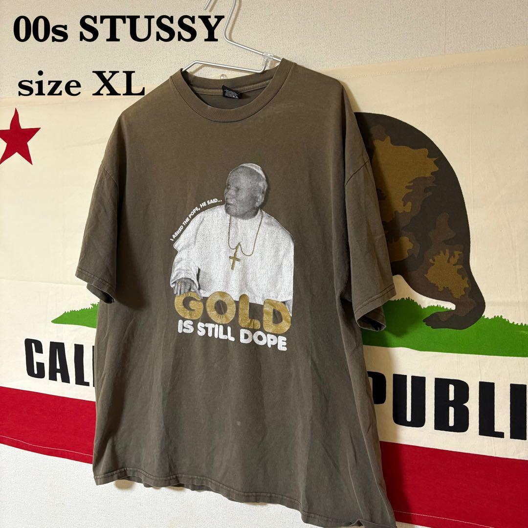 希少 00s STUSSY ローマ法王プリント Tシャツ サイズ XL 古着