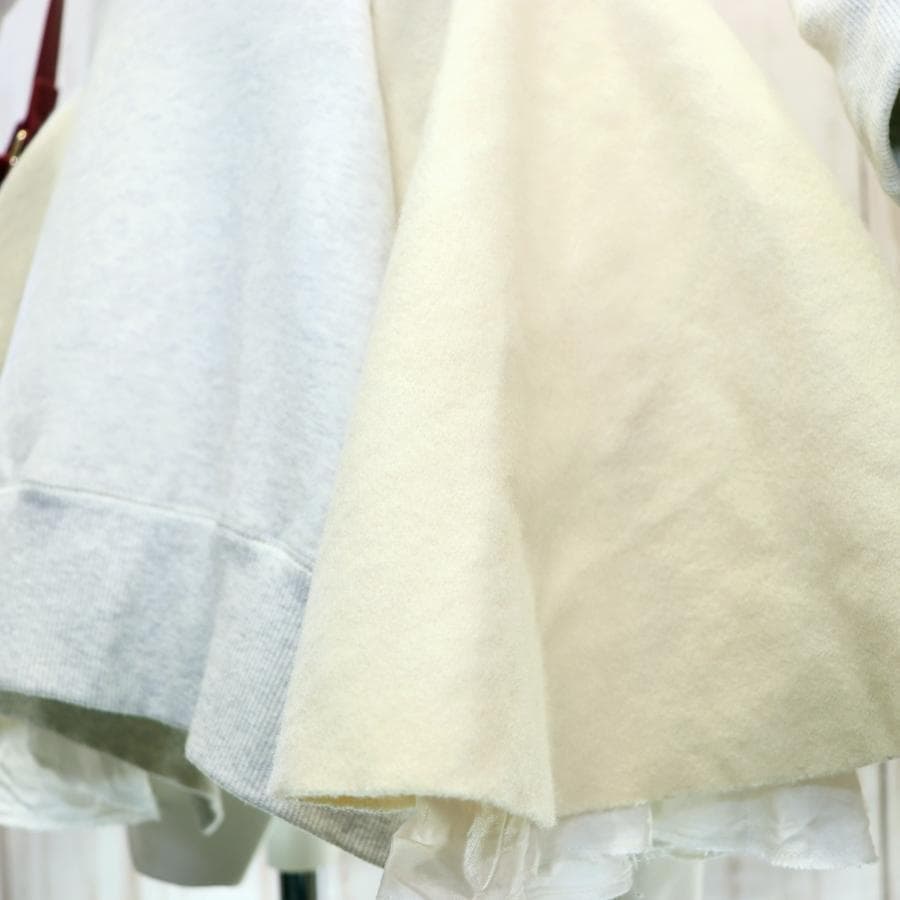 sacai ドッキングワンピース S ニット×スウェット ホワイト×クリーム